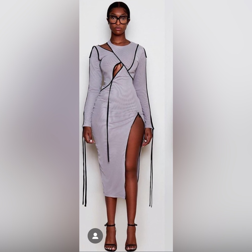 Brand new BBXBRAND Crayon Grey Mesh Cut Out Midi